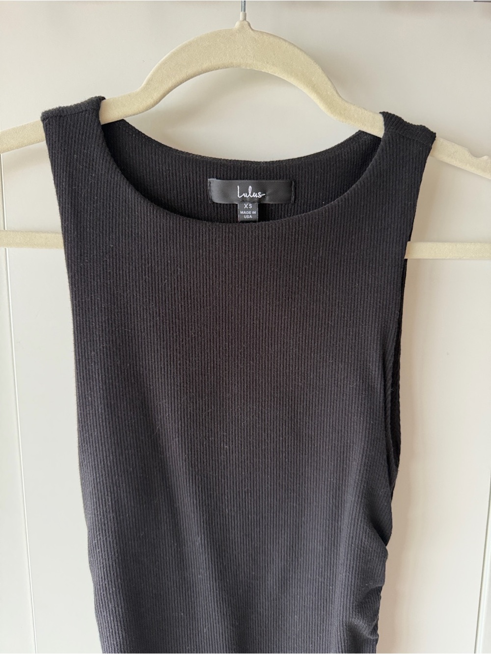 Lulus Over and Over Black Ribbed Drawstring Ruched Bodycon Dress - Picture 6 of 6
